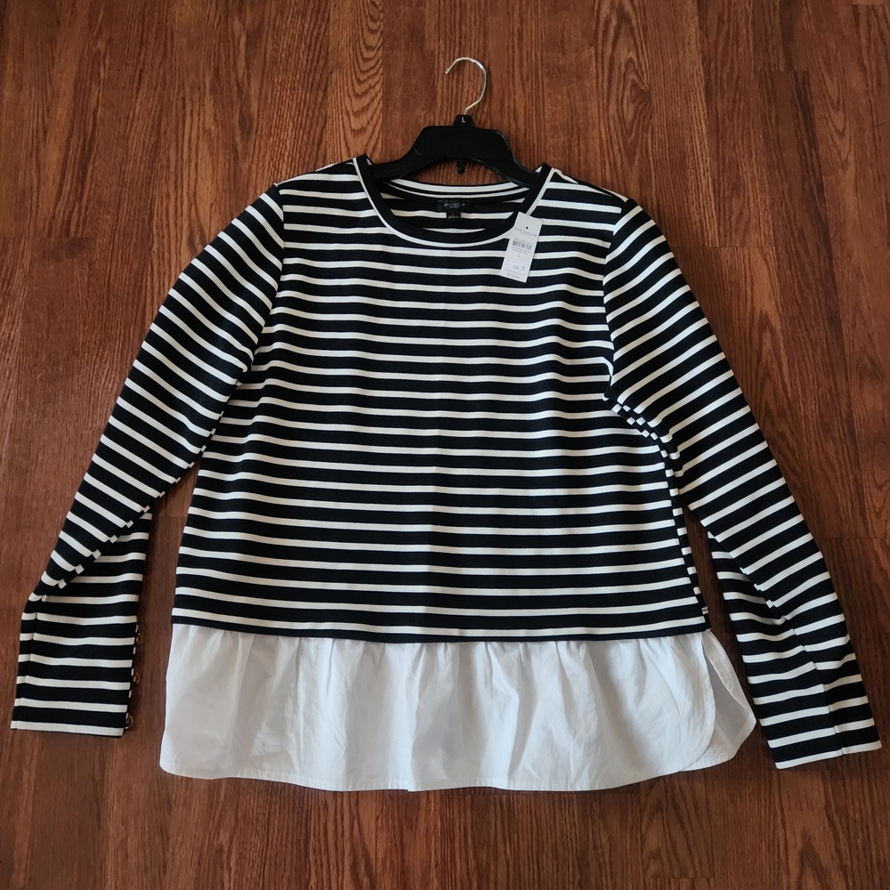 Ann Taylor Factory Black and White Striped Top